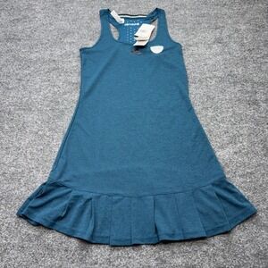 Adidas Climachill Tennis Dress Womens Small Teal Blue Racerback Pleated AP4807